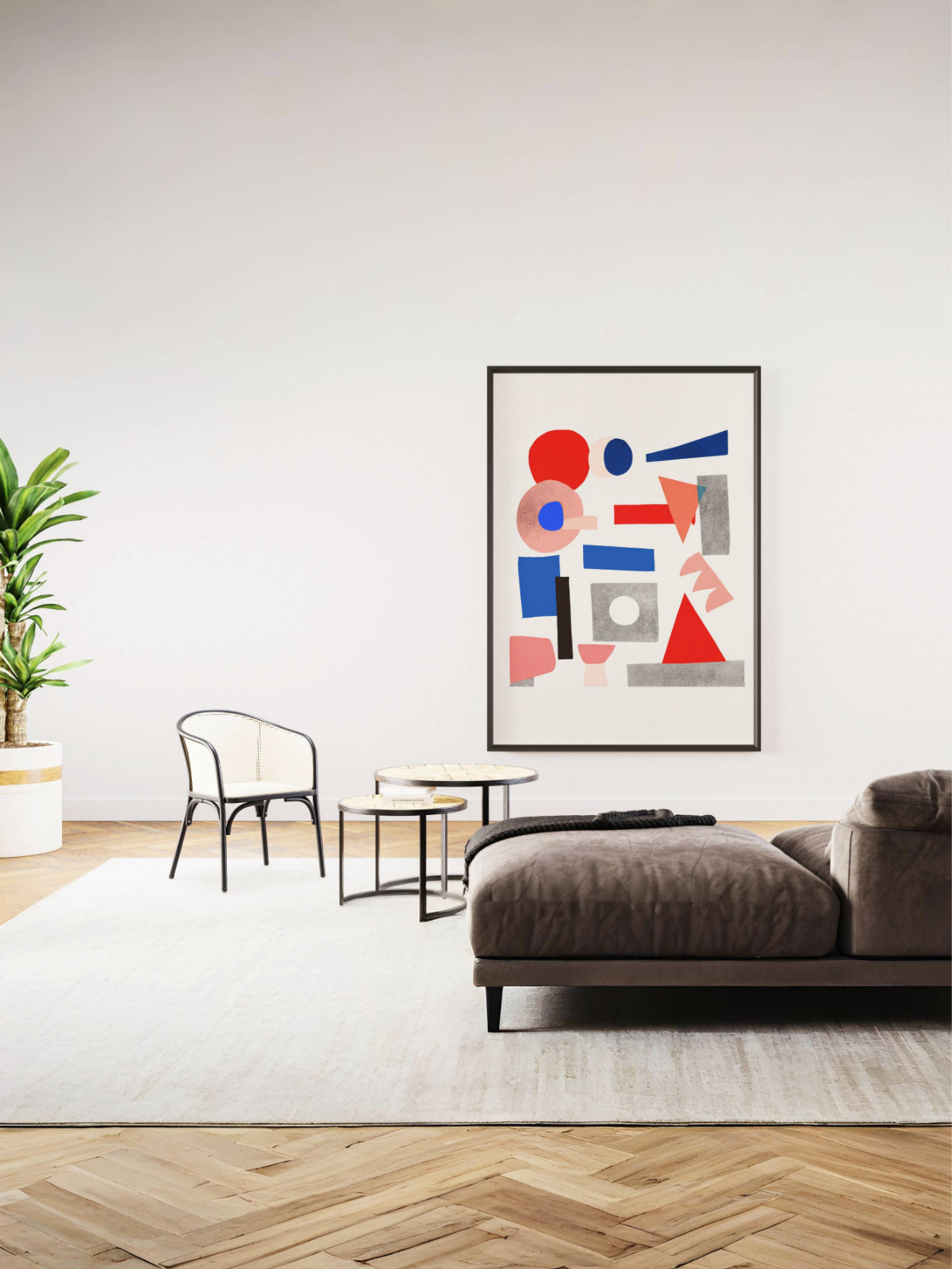 Tranh treo tường nghệ thuật trừu tượng hiện đại mockup