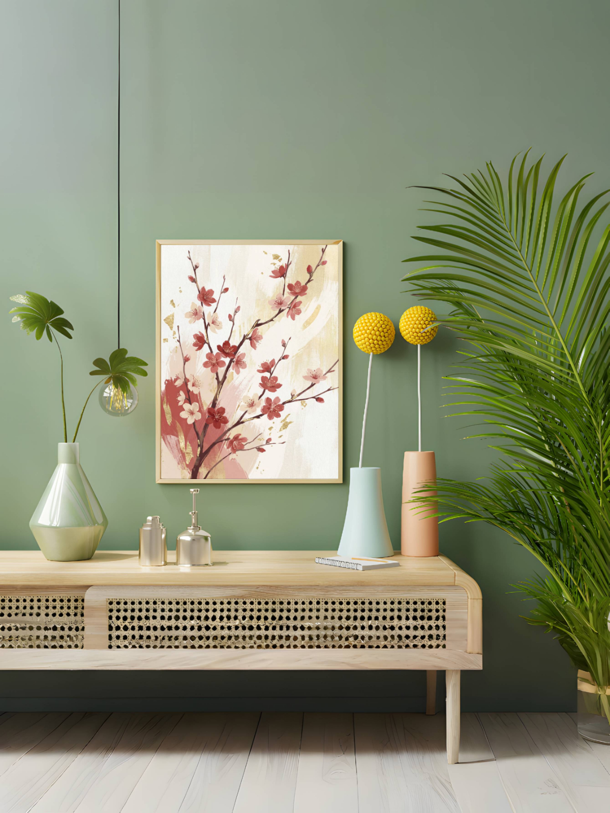 Hoa đào đón xuân mockup