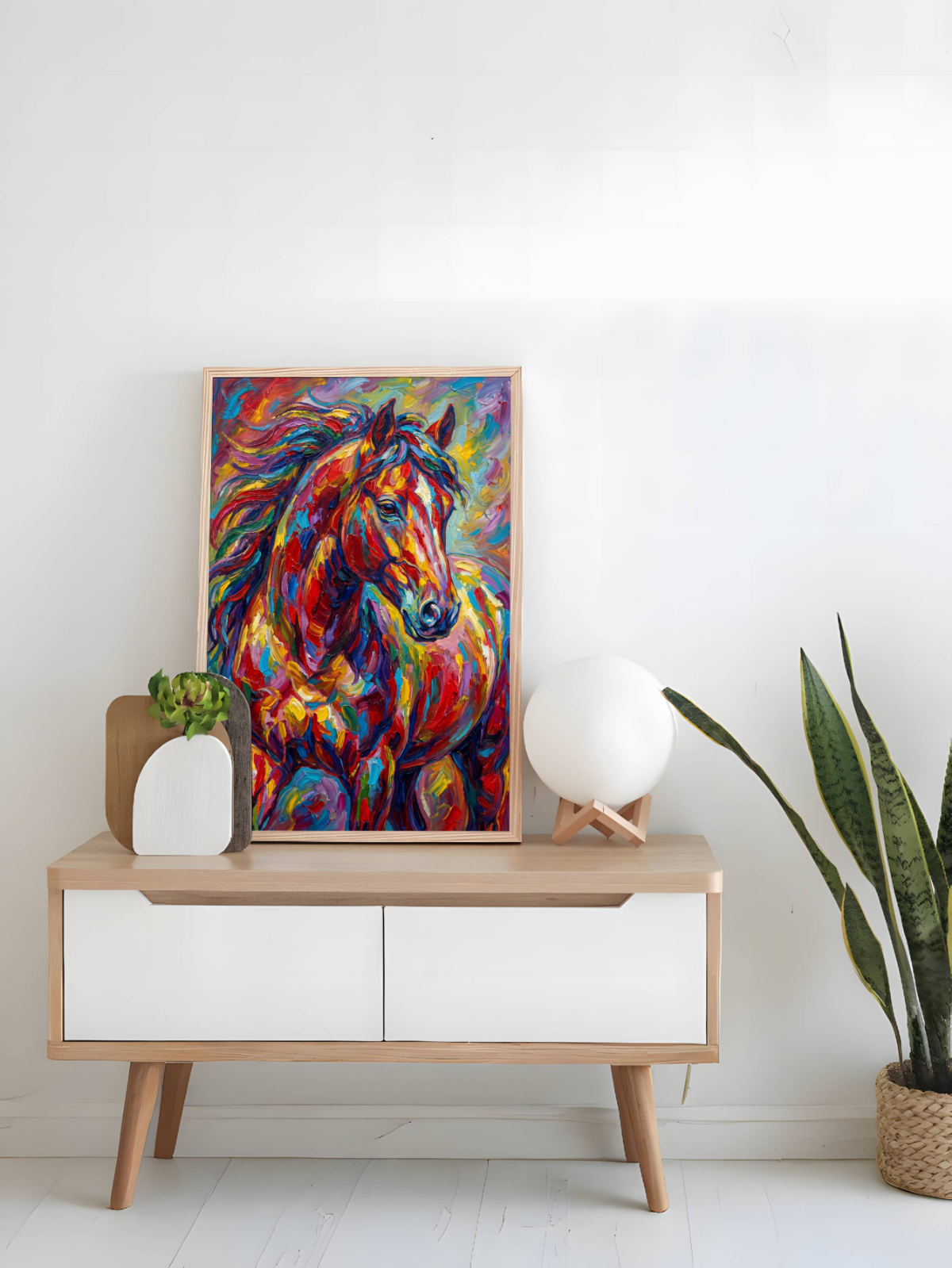 Chú ngựa sắc màu mockup