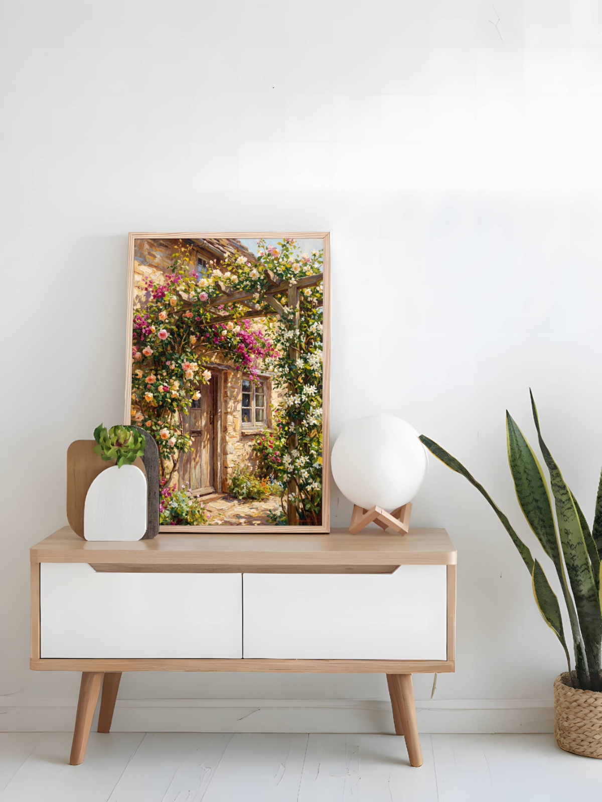 Dàn hoa bên hiên nhà  mockup