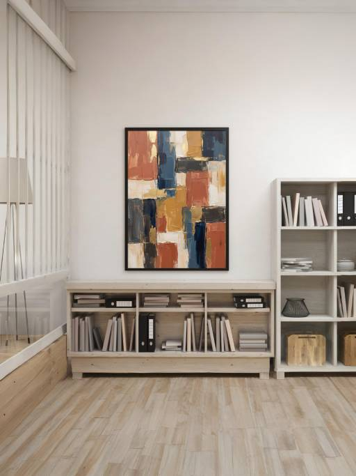 Tranh trừu tượng mảng hiện đại mockup