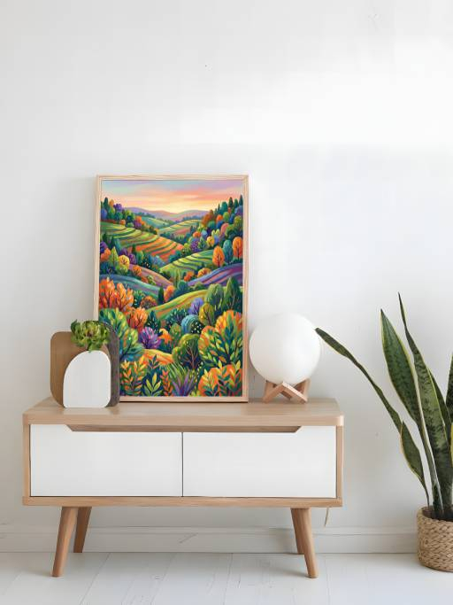 Đồi núi và cây lá thiên nhiên mockup