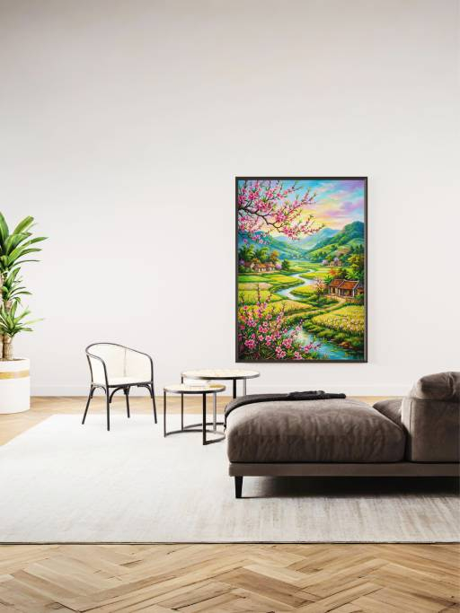 Tranh mùa xuân mockup