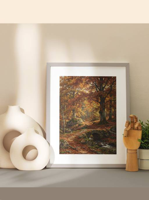 Phong cảnh rừng lá vàng mùa thu mockup