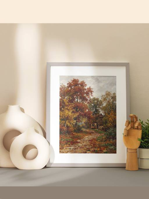 Phong cảnh mùa thu vàng lãng mạn mockup