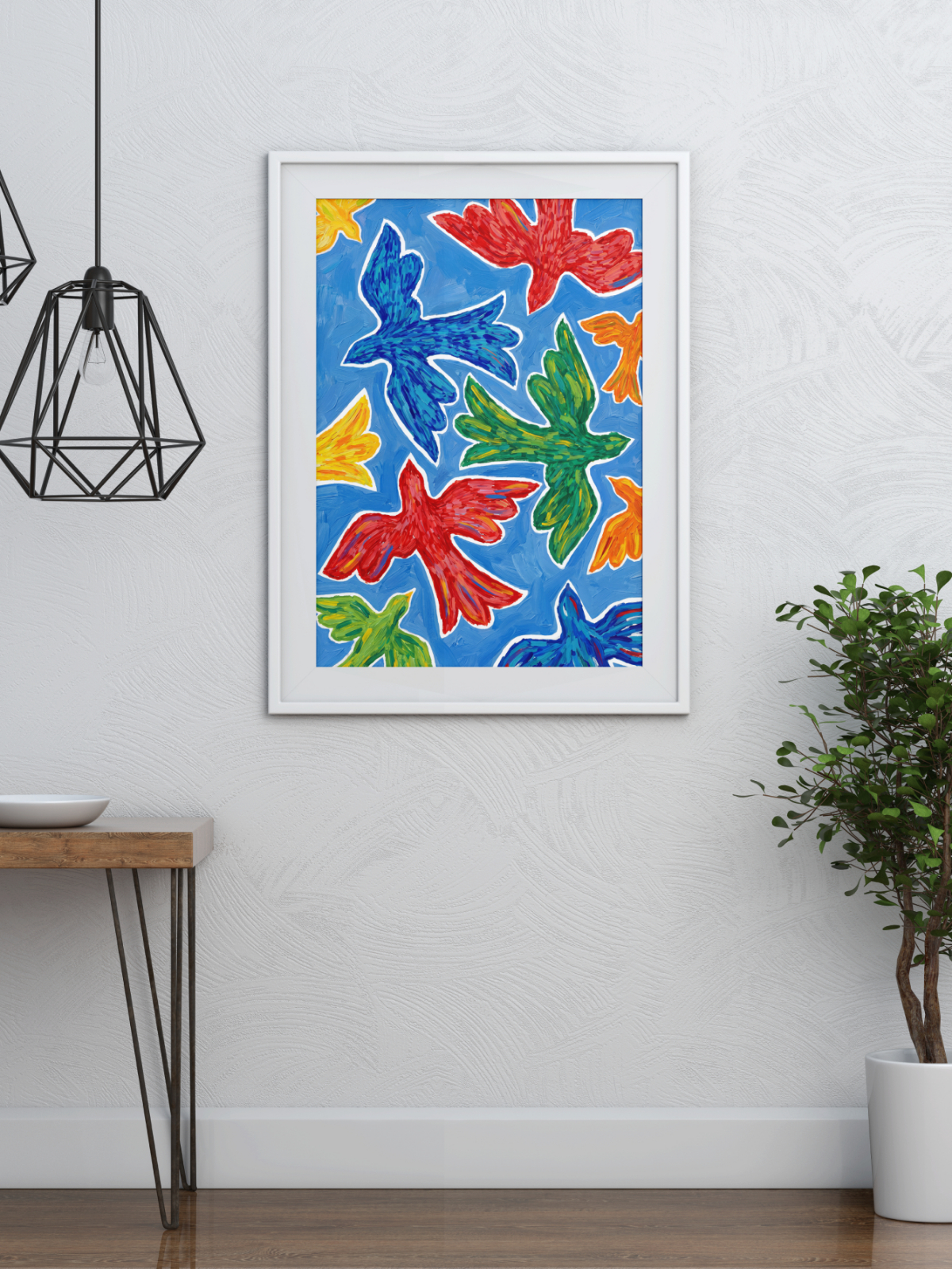 Những chú chim đa sắc màu mockup