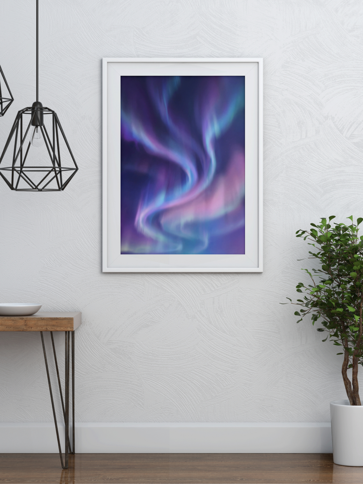 Đêm ánh cực quang mockup