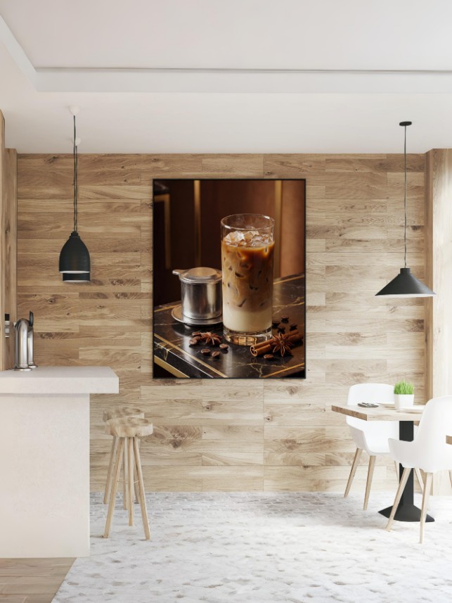 Tranh Tách Cà Phê Sữa Hiện Đại mockup