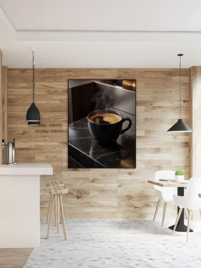 Tranh Ly Cà Phê Đen Hiện Đại mockup