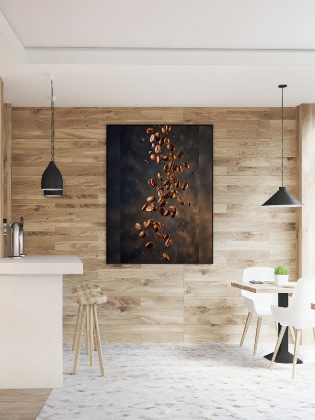 Tranh Nghệ Thuật Hạt Cà Phê Rơi mockup