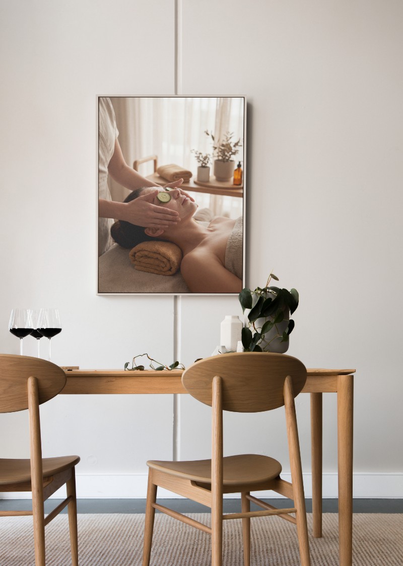 Tranh Spa Cô Gái Massage Mặt Sang Trọng Hiện Đại mockup