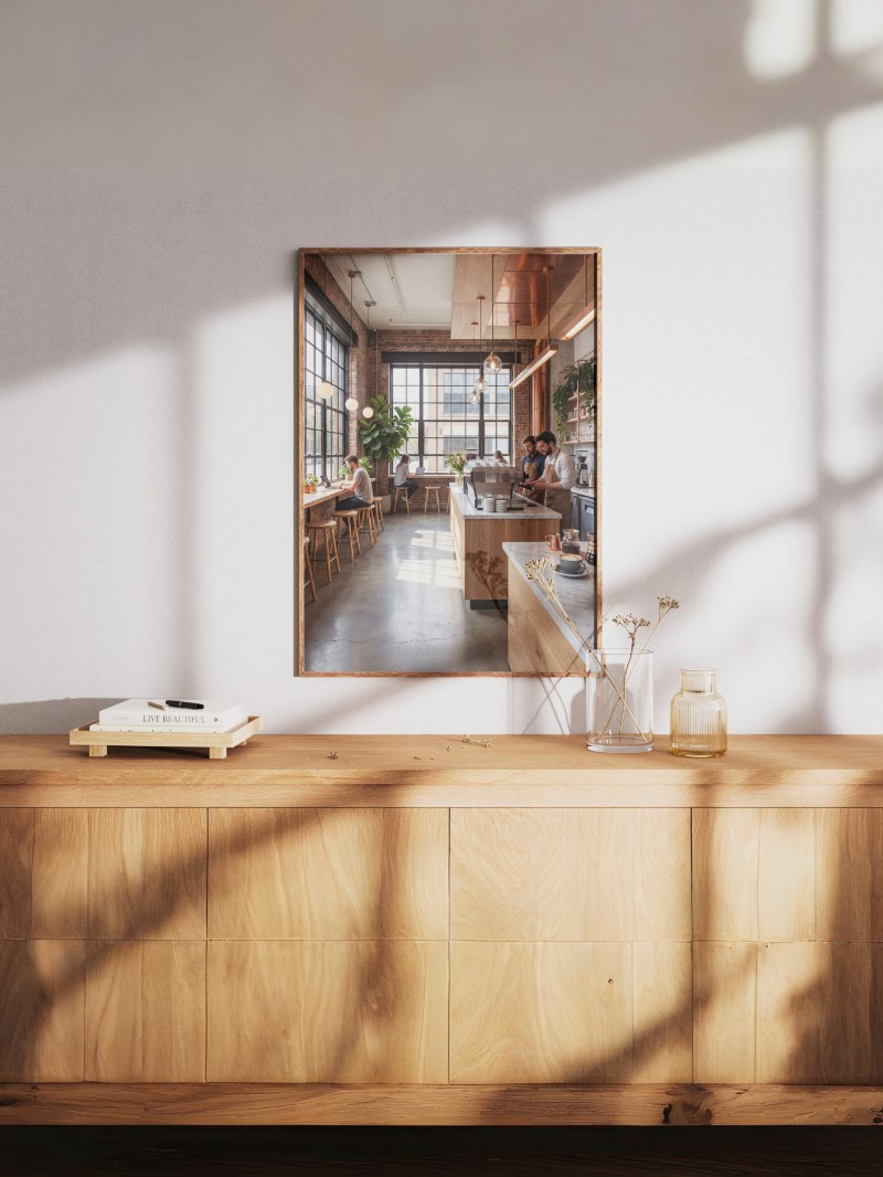 Tranh Quán Cà Phê Hiện Đại Sang Trọng mockup