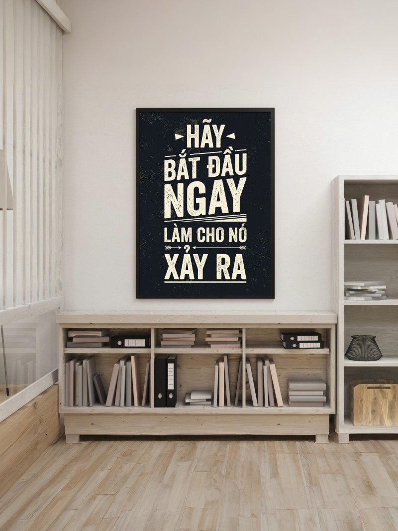 Tranh treo tường slogan động lực trang trí văn phòng làm việc mockup