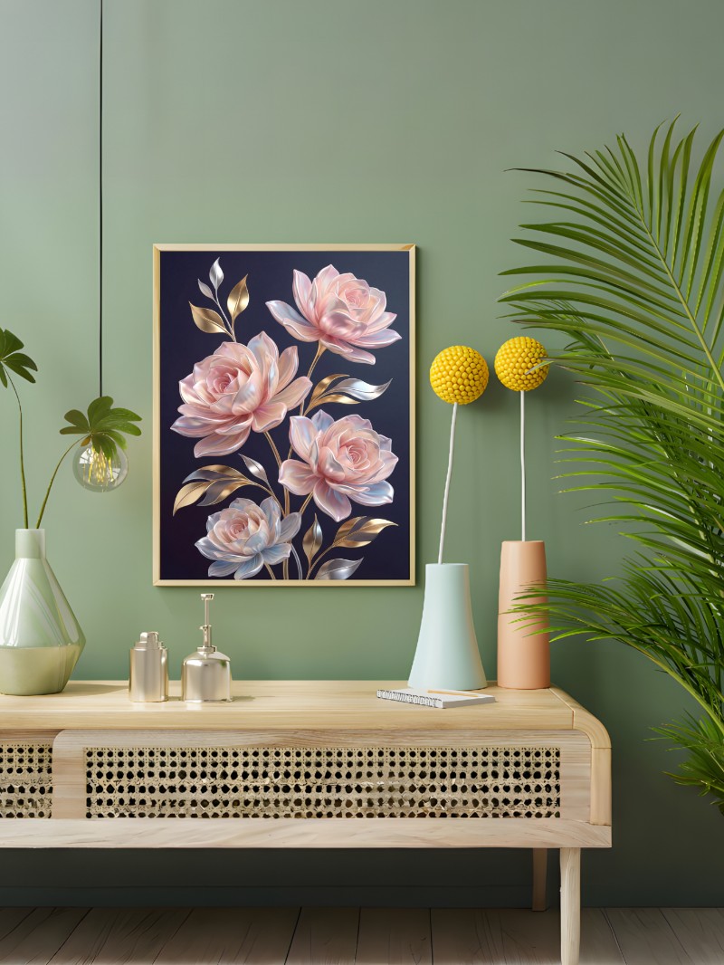 Tranh Tráng Gương Hoa 3D Hiện Đại  mockup