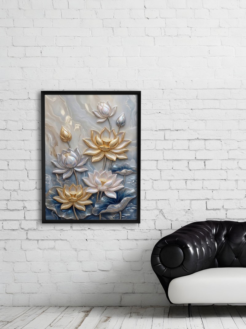 Tranh Tráng Gương Hoa Sen Nghệ Thuật 3D Sang Trọng & Tinh Tế mockup