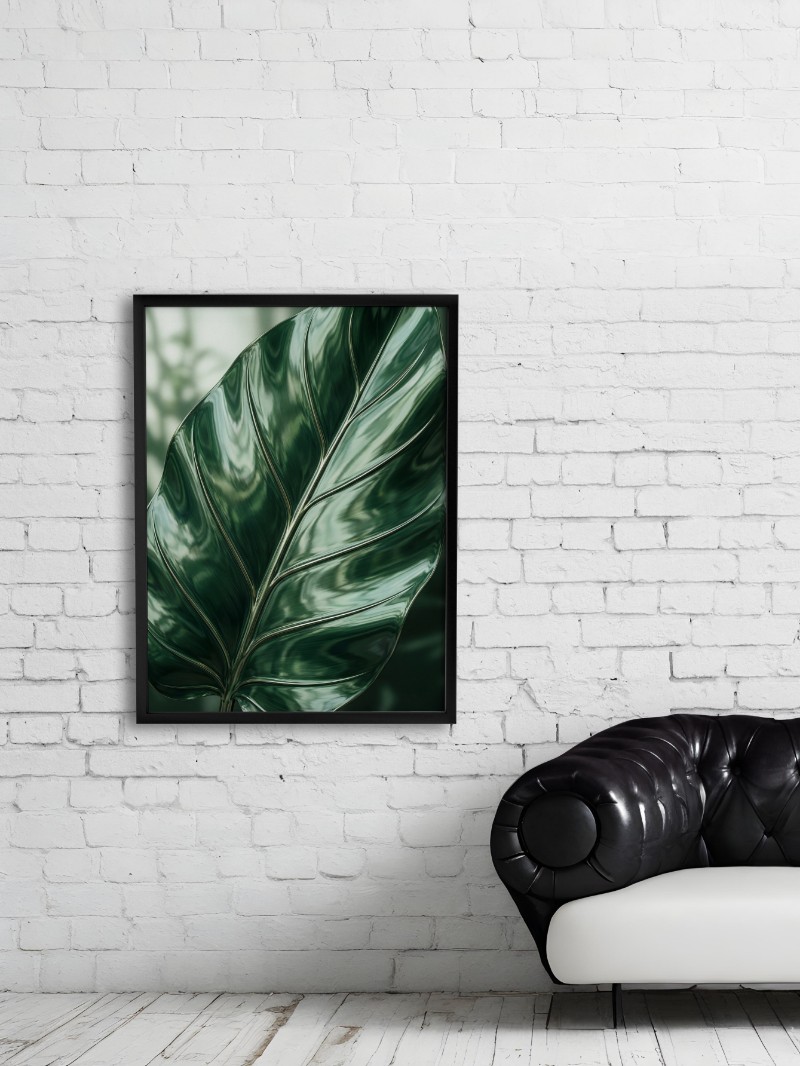 Tranh Tráng Gương Lá Cây Xanh Nghệ Thuật Cao Cấp mockup