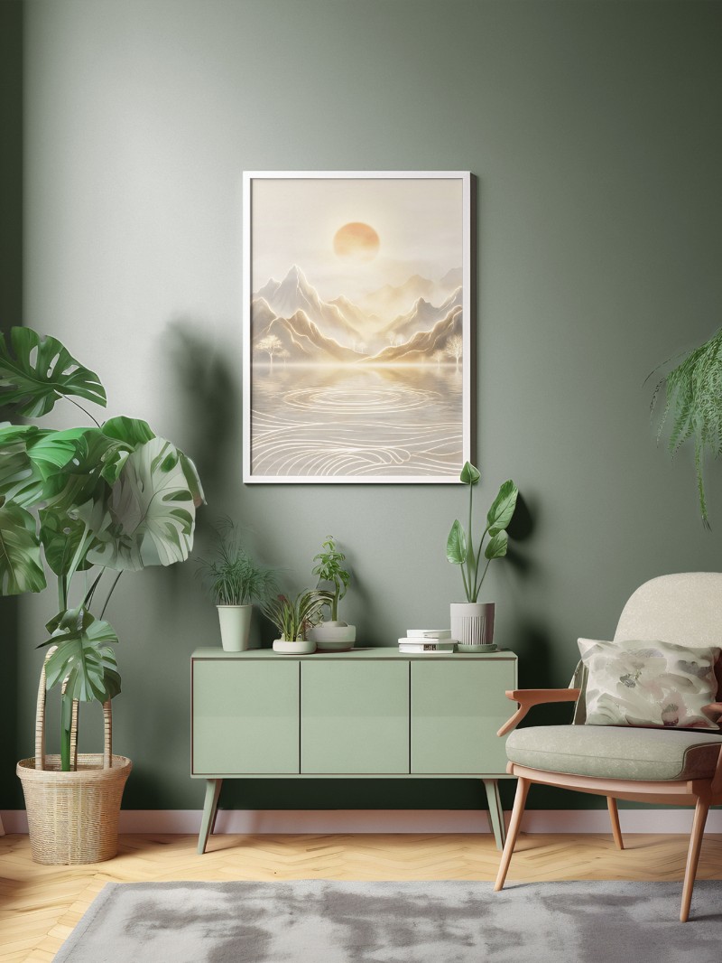 Tranh Tráng Gương Phong Cảnh Nghệ Thuật Cao Cấp Sang Trọng mockup