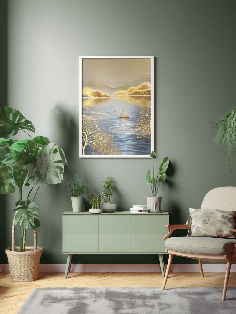 Tranh Tráng Gương Phong Cảnh Nghệ Thuật Cao Cấp mockup