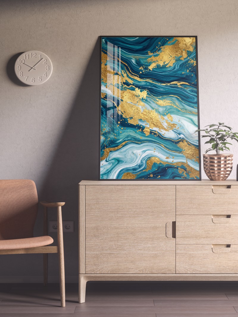 Tranh Tráng Gương Sóng Biển Vàng - Đẳng Cấp Nghệ Thuật Sang Trọng mockup