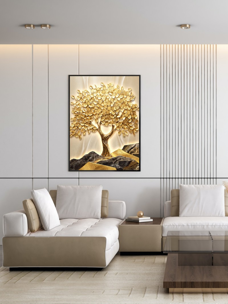 Tranh Cây Kim Tiền Tài Lộc Hiện Đại - Nghệ Thuật Phong Thủy Sang Trọng mockup