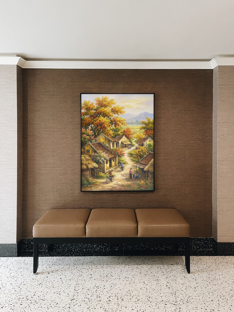Tranh Sơn Dầu Phong Cảnh Làng Quê Cổ Điển Chân Thực mockup
