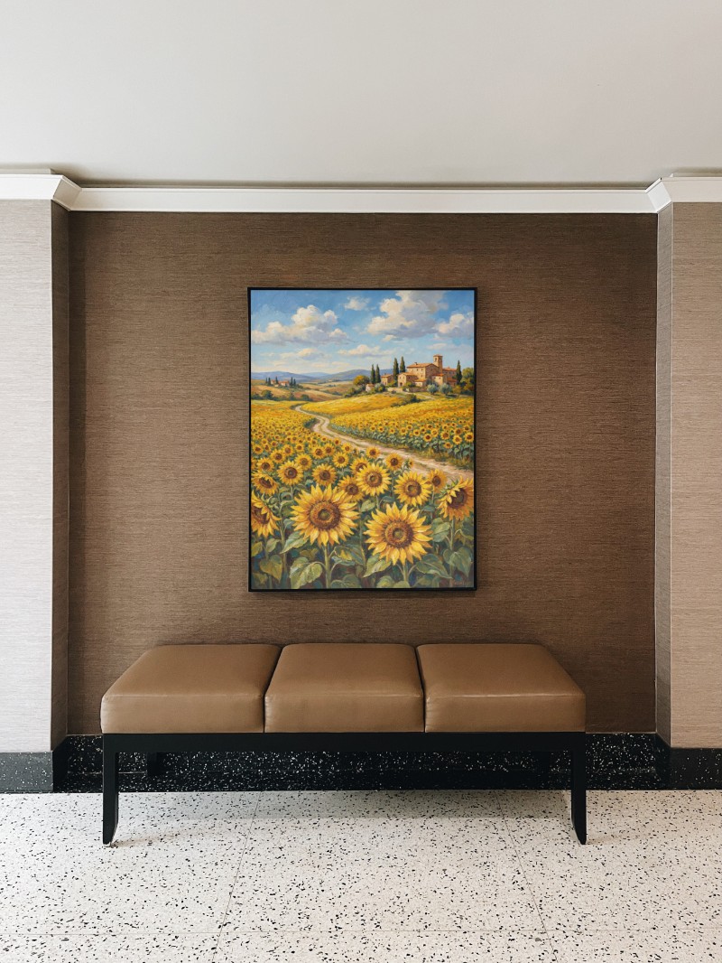 Tranh Sơn Dầu Cánh Đồng Hoa Hướng Dương Cổ Điển Chân Thực mockup