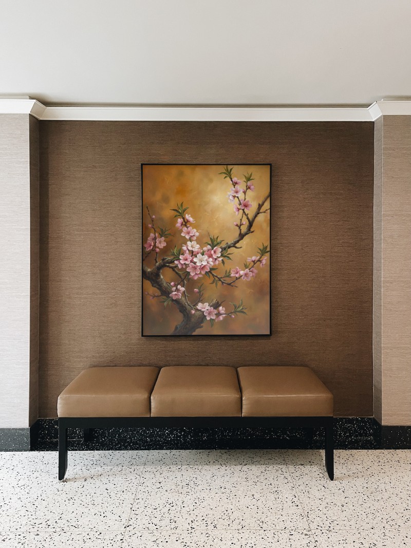 Tranh Sơn Dầu Hoa Đào Cổ Điển Sang Trọng - Nghệ Thuật Chân Thực mockup