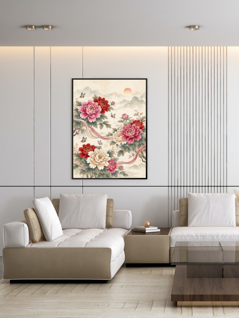 Tranh Hoa Mẫu Đơn Phú Quý - Nghệ Thuật Phong Thủy Đẳng Cấp mockup