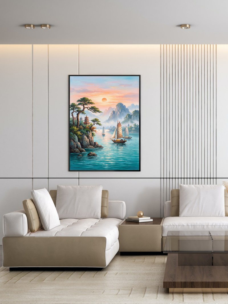 Tranh Phong Cảnh Biển Chân Thực - Nghệ Thuật Phong Thủy Cao Cấp mockup