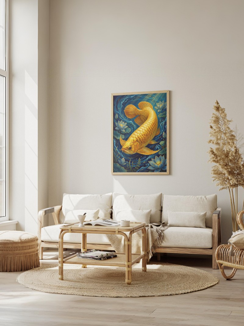 Tranh Cá Rồng Vàng Kim Long - Nghệ Thuật Phong Thủy Đẳng Cấp mockup