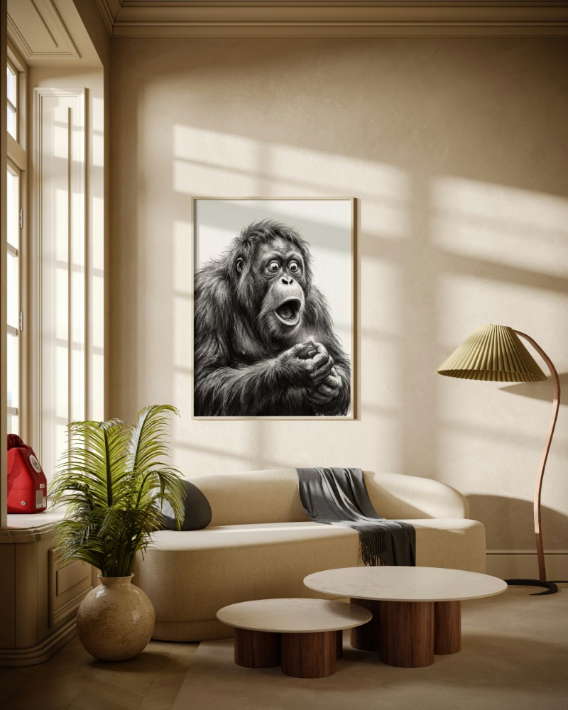 Tranh Chú Khỉ  Kinh Ngạc - Nghệ Thuật Hiện Đại & Độc Đáo mockup