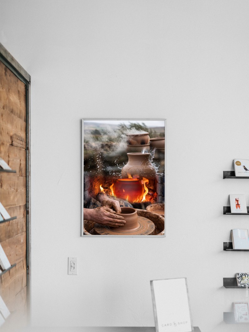 Tranh Nghệ Thuật Tinh Hoa Nghề Gốm - Đất, Lửa, Nước Và Gió mockup