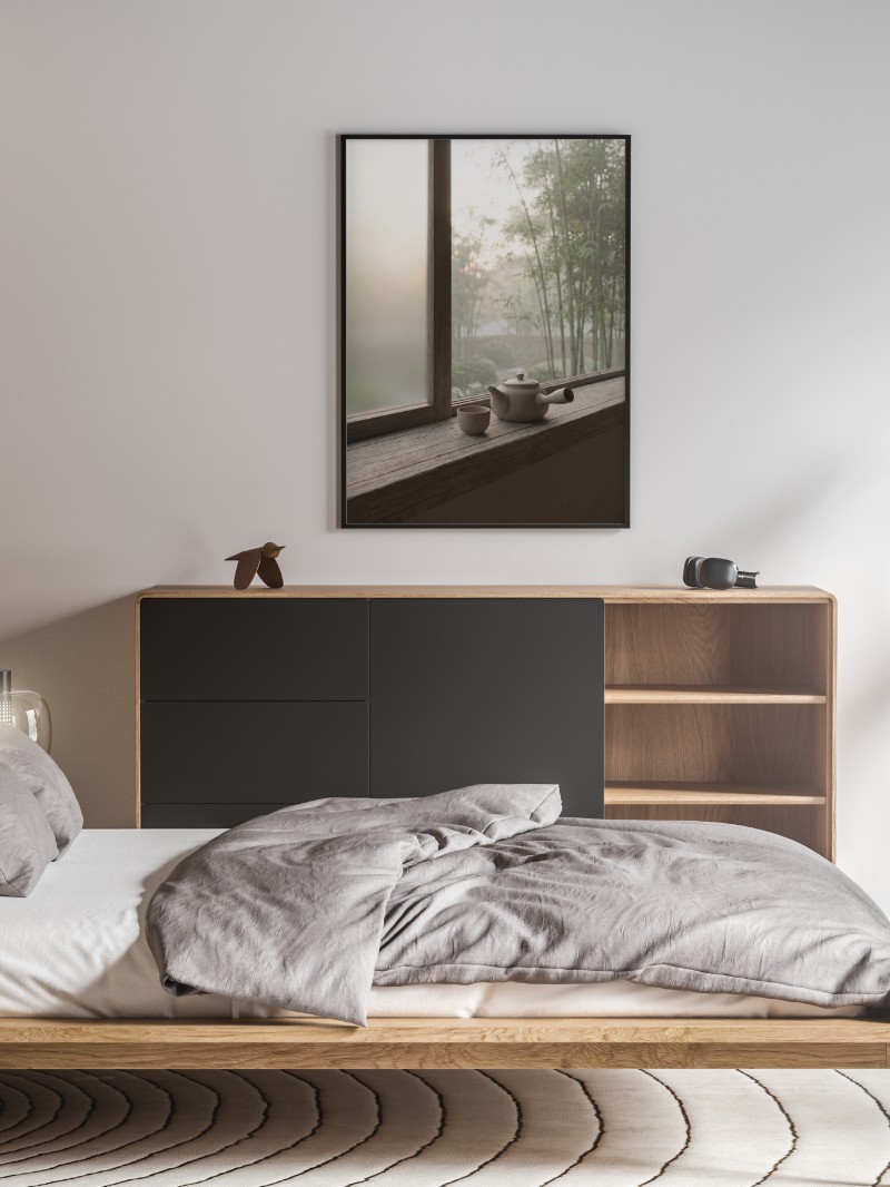 Tranh Gốm Bên Cửa Sổ: Nghệ Thuật Zen Tối Giản Chữa Lành mockup