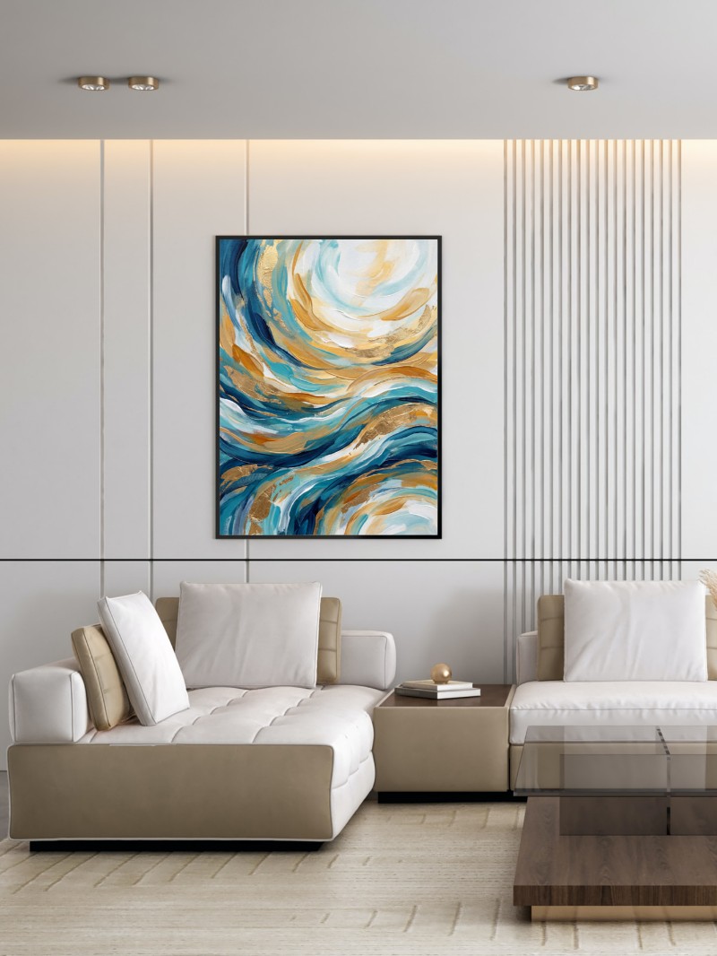 Tranh Trừu Tượng Sunlit Waves - Nghệ Thuật Hiện Đại & Sang Trọng mockup