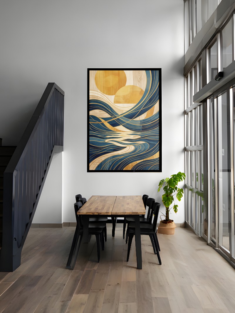 Tranh Trừu Tượng  Sóng Biển Dưới Nắng - Nghệ Thuật Hiện Đại & Sang Trọng mockup