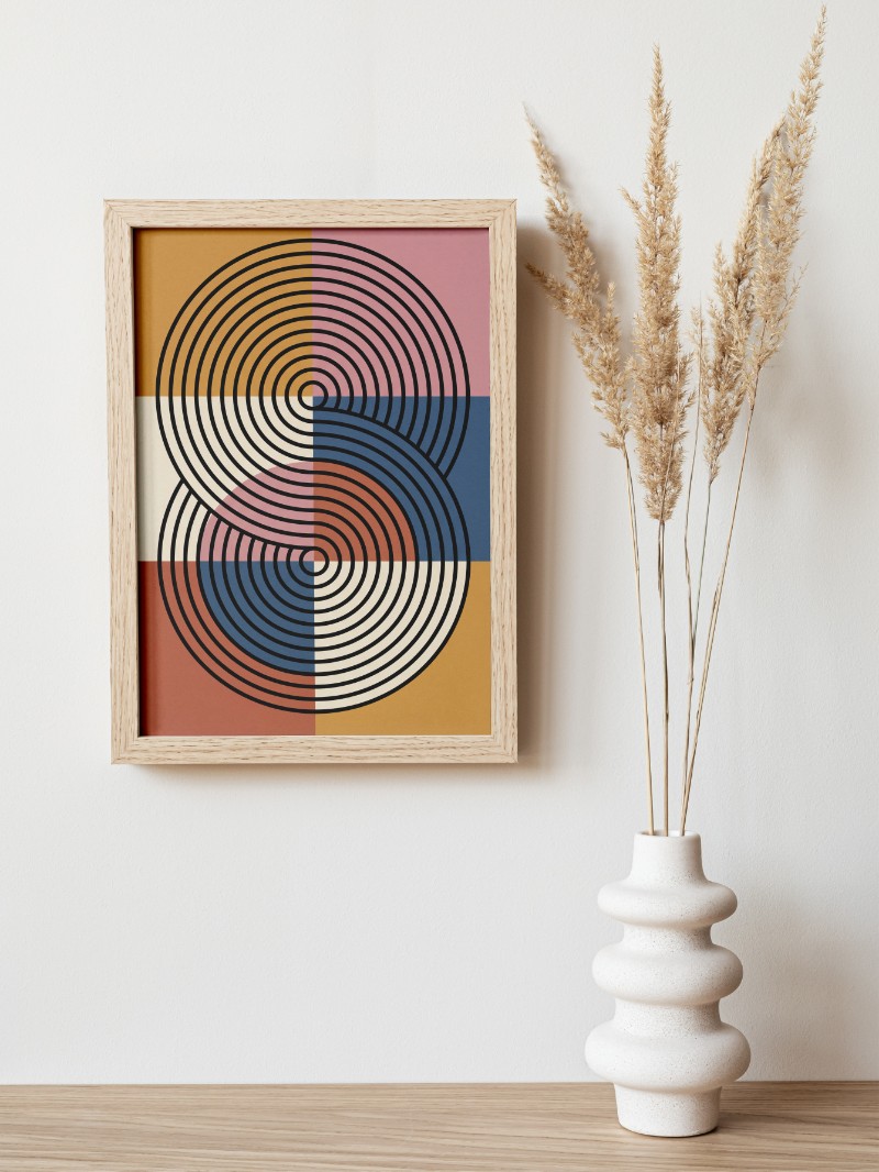 Tranh Hình Học Đồng Tâm Đa Sắc - Nghệ Thuật Trừu Tượng Hiện Đại mockup