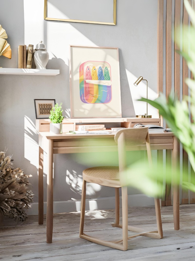 Tranh Hộp Cá Mòi Cầu Vồng Tối Giản - Nghệ Thuật Tối Giản Hiện Đại mockup