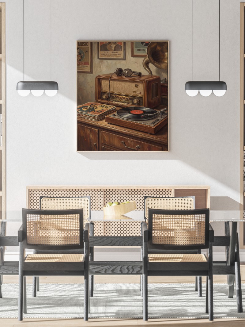 Tranh Cổ Điển Máy Hát Đĩa - Nghệ Thuật Âm Nhạc Hoài Niệm mockup