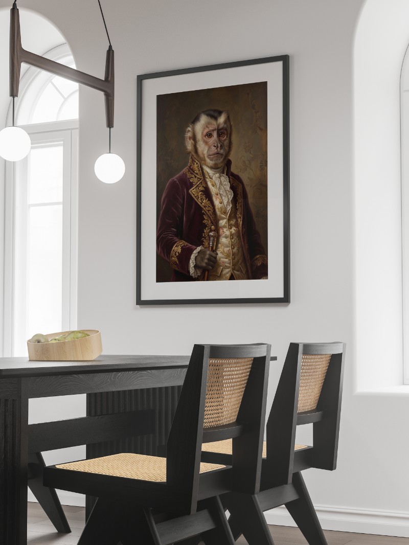 Tranh Chân Dung Khỉ Hoàng Gia Victorian - Nghệ Thuật Cổ Điển mockup