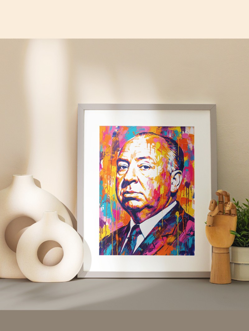 Tranh Chân Dung Alfred Hitchcock - Nghệ Thuật Điện Ảnh Đẳng Cấp mockup