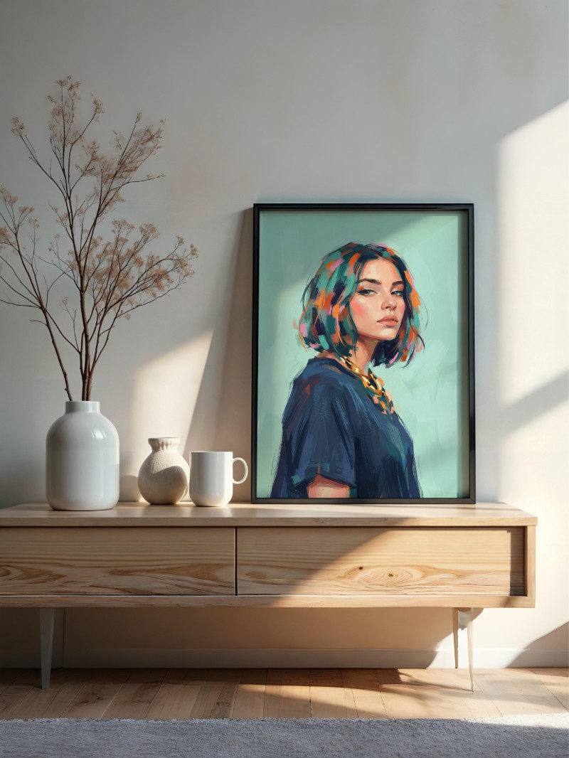 Tranh Chân Dung Stylish Nghệ Thuật - Vẽ Theo Yêu Cầu Cao Cấp mockup