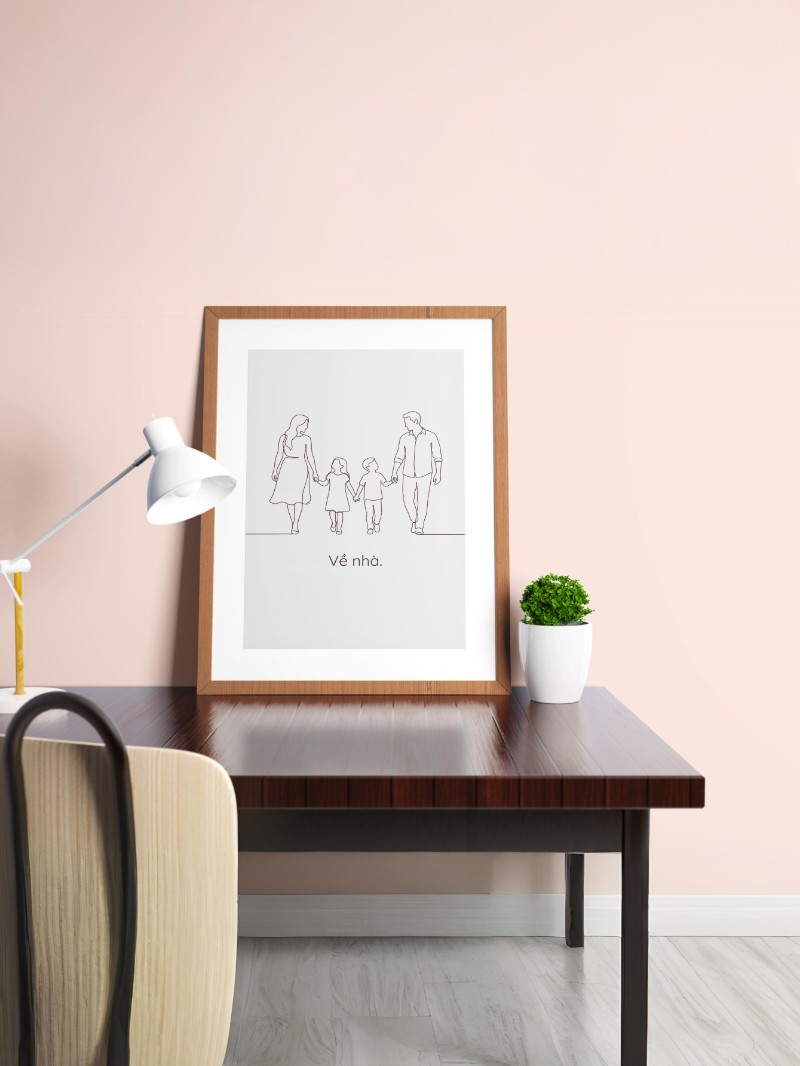Tranh Line Art Gia Đình "Về Nhà" mockup