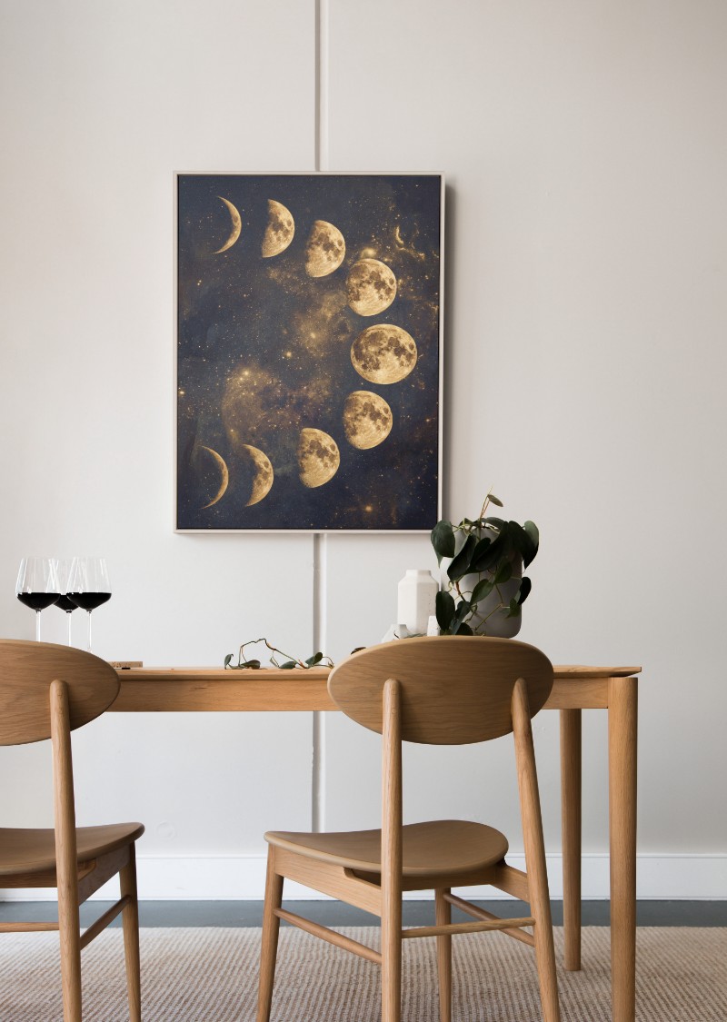 Tranh Các Giai Đoạn Mặt Trăng Vàng mockup