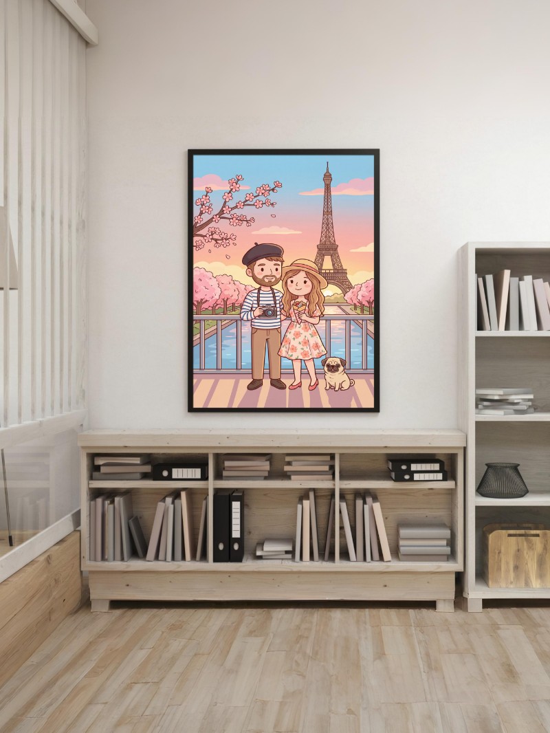 Tranh Minh Họa Cặp Đôi Theo Yêu Cầu - Quà Tặng Kỷ Niệm Lãng Mạn mockup