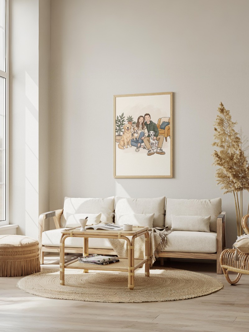 Tranh Chân Dung Gia Đình & Thú Cưng Cá Nhân Hóa Độc Đáo mockup