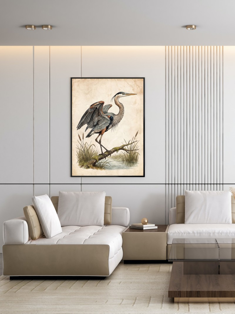 Hồn Xưa Chim Diệc Xanh Lớn mockup