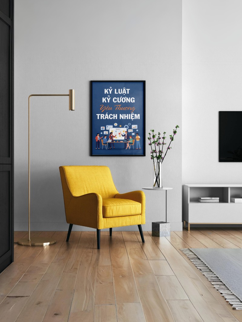 Tranh Nghệ Thuật Động Lực: Kỷ Luật - Kỷ Cương - Yêu Thương - Trách Nhiệm mockup