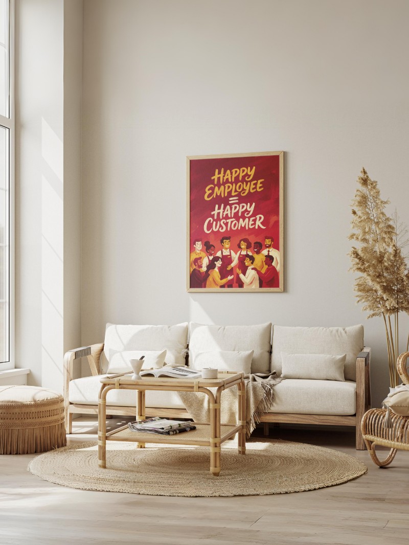 Tranh Động Lực "Happy Employee": Năng Lượng Tích Cực Cho Công Sở mockup