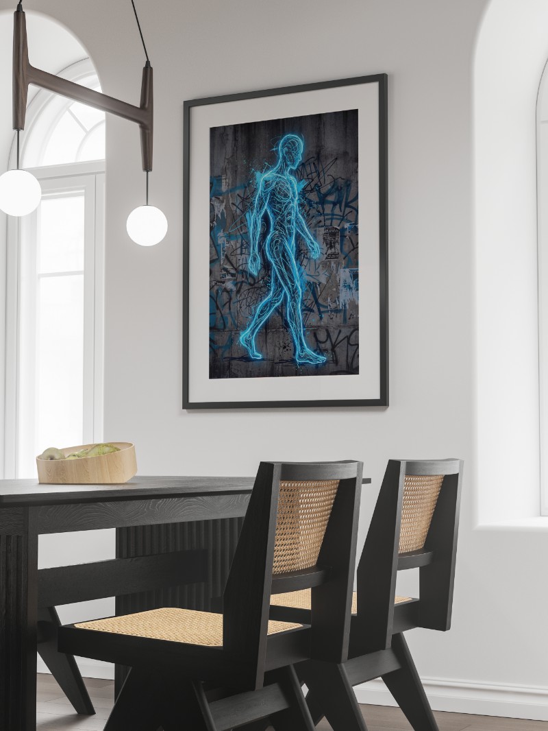 Tranh Đường Phố Người Màu Xanh – Bản Sắc Đô Thị Hiện Đại mockup