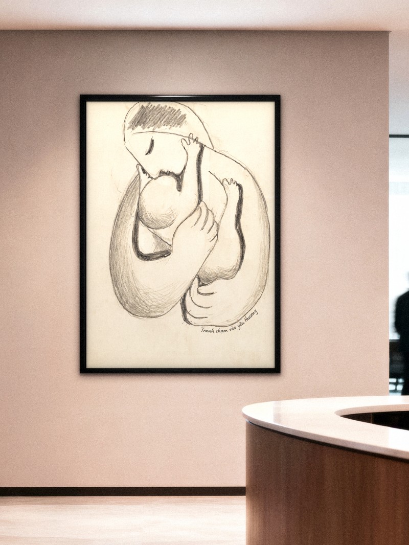 Tranh Nghệ Thuật Chạm Vào Yêu Thương - Tình Mẫu Tử Trừu Tượng mockup